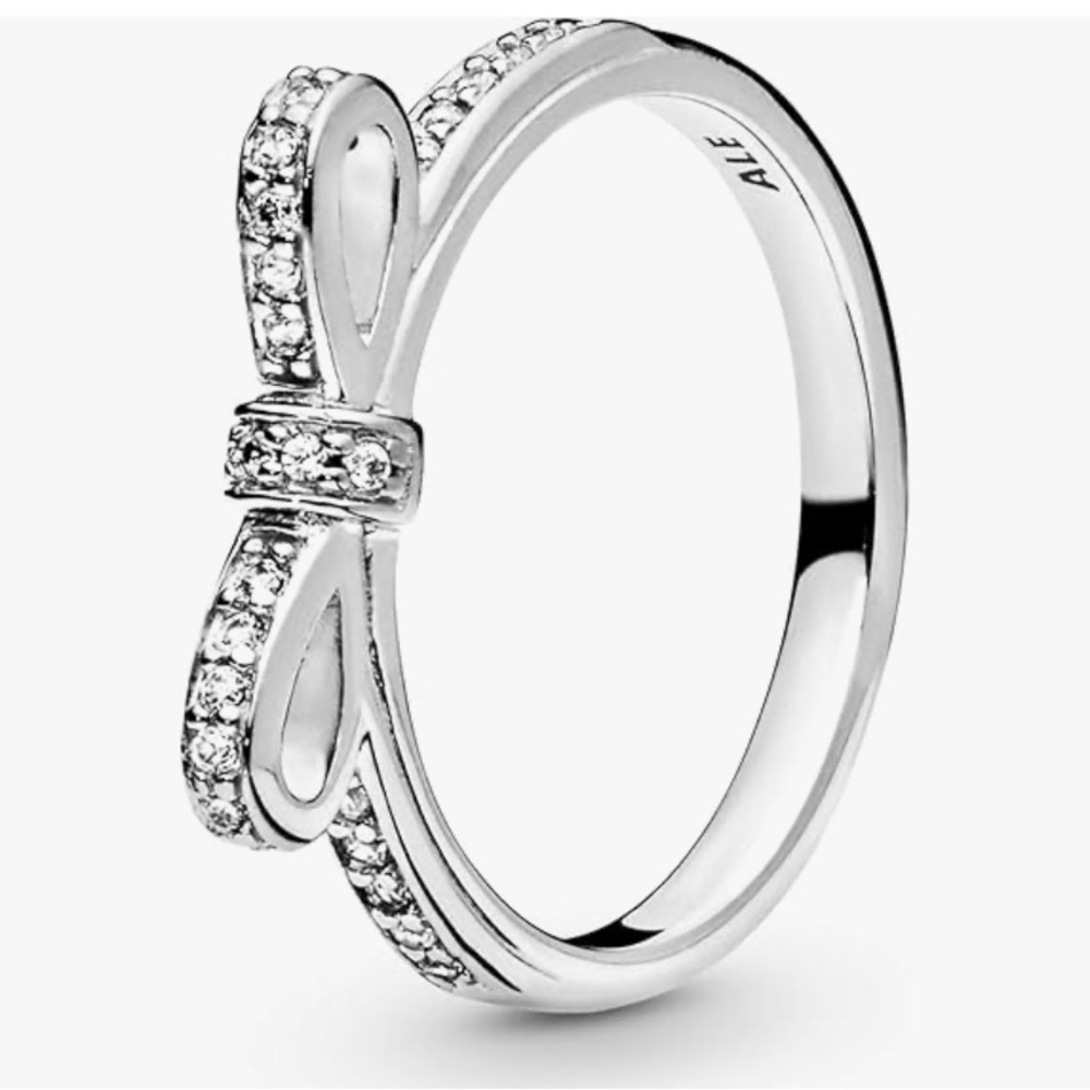 Pandora silver 925 ring bow designs pave size 6